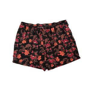 Torrid Womens Black Orange Floral Shorts Size 4 Rayon Blend Elastic Waistband 4X